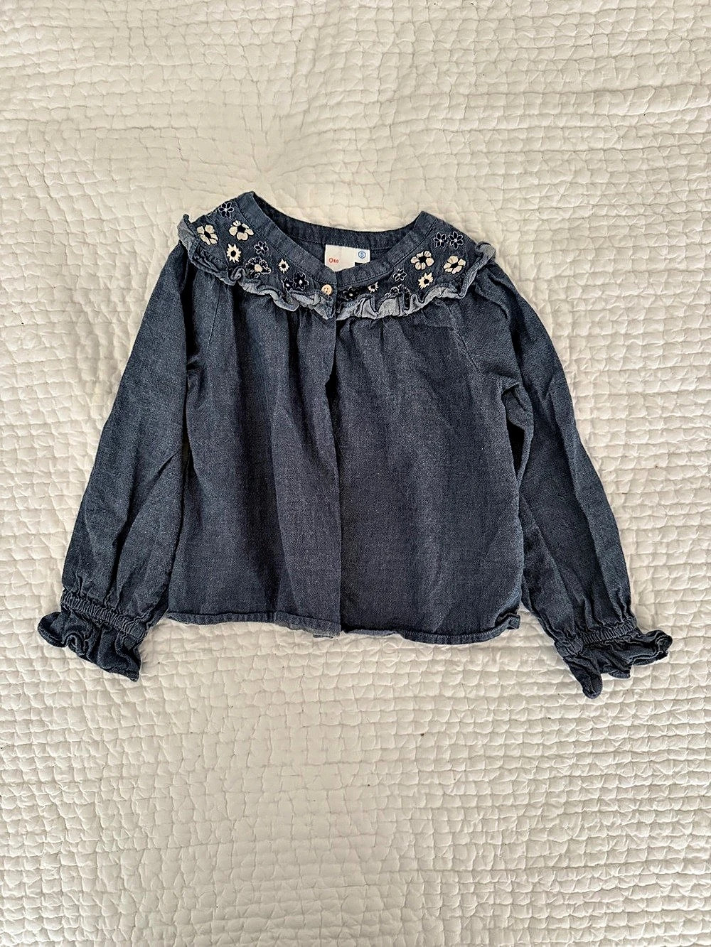 Oso Girls Blue Floral Collar Blouse